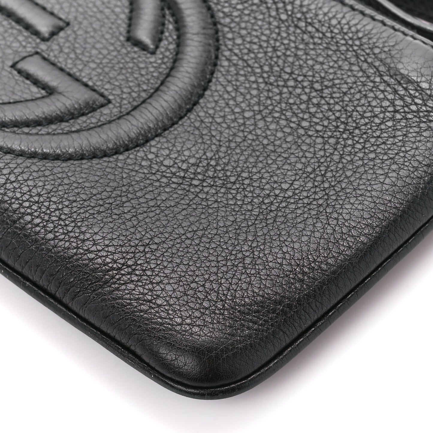 Pebbled Calfskin Soho Wristlet Black
