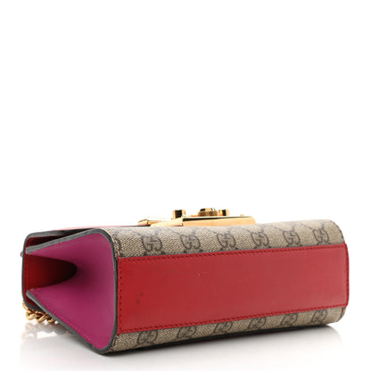 Gucci GG Supreme Monogram Calfskin Small Padlock Shoulder Bag Beige Hibiscus Red New Rosette 5 of 12