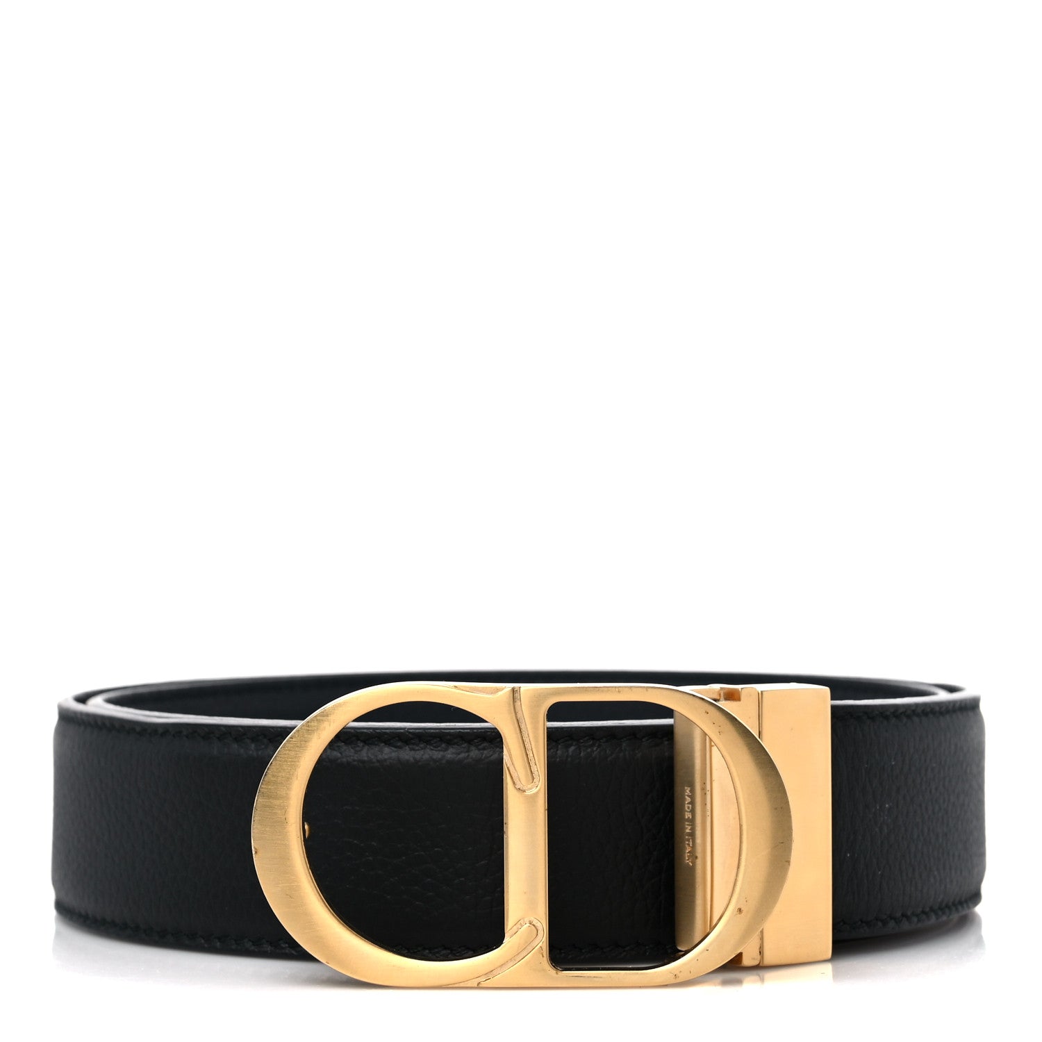 Christian Dior Calfskin 30 Montaigne Reversible Belt 95 38 Black Navy 1 of 5