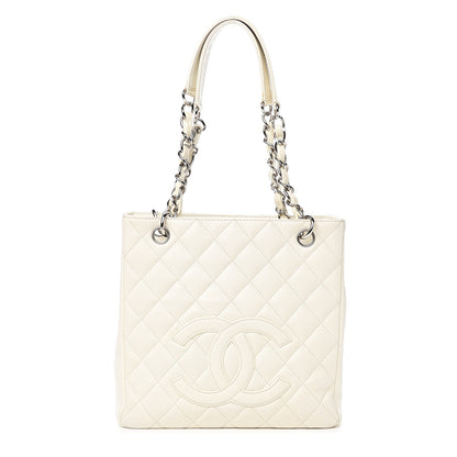 Chanel Caviar Quilted Petit Shopping Tote PST White 1 of 9