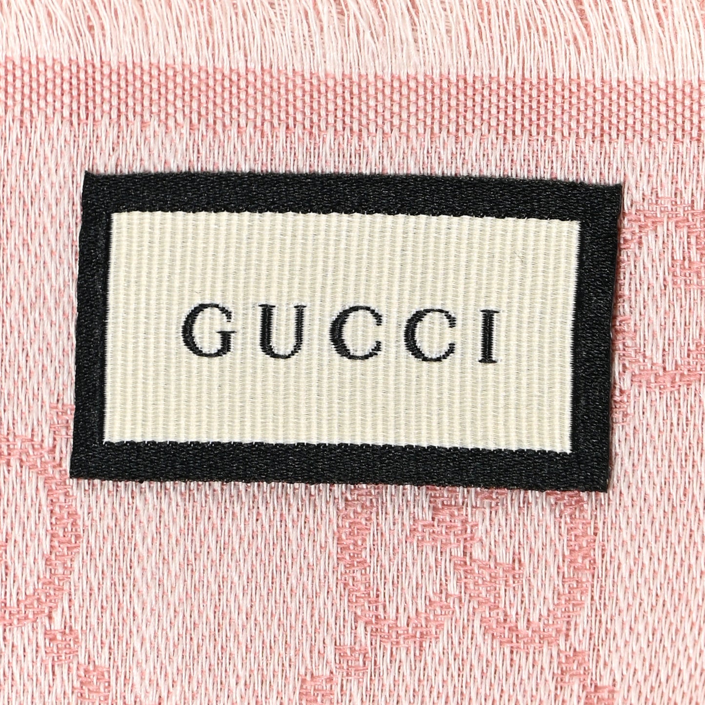 Wool Silk Monogram GGWeb Fringe Shawl Rose Ivory