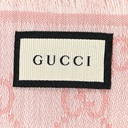 Gucci Wool Silk Monogram GGWeb Fringe Shawl Rose Ivory 2 of 8