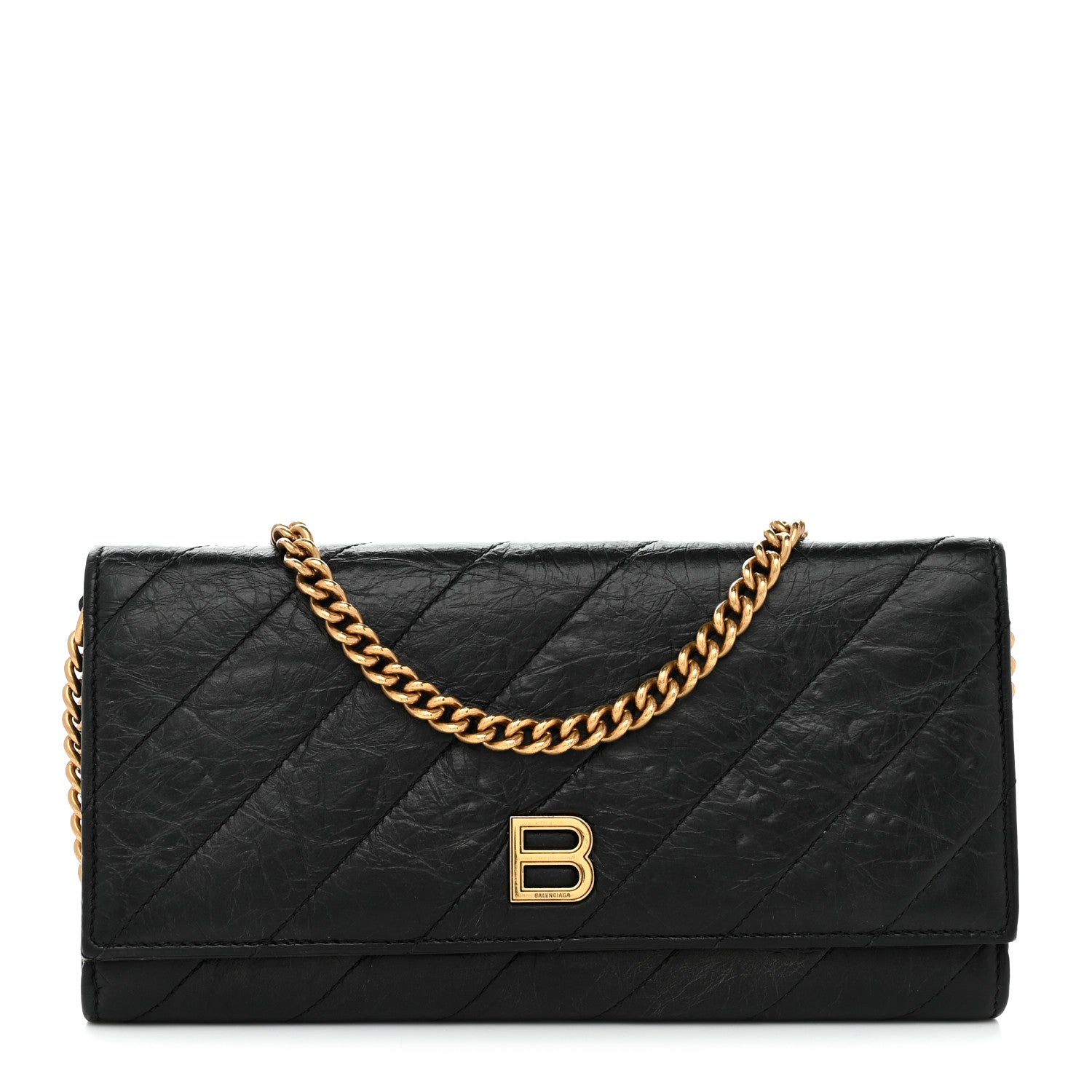 Balenciaga Calfskin Quilted Crush Wallet On Chain Black 1 of 11