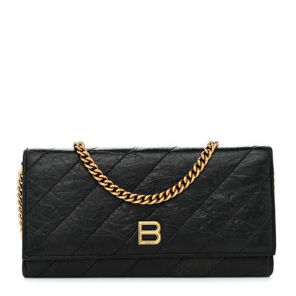 Balenciaga Calfskin Quilted Crush Wallet On Chain Black 1 of 11
