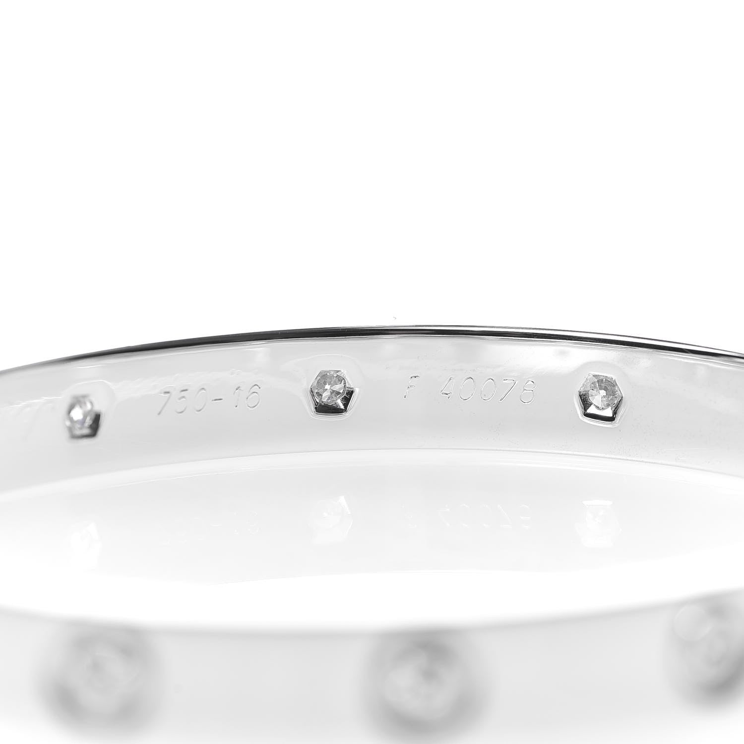 Cartier 18K White Gold 10 Diamond LOVE Bracelet 16 7 of 8