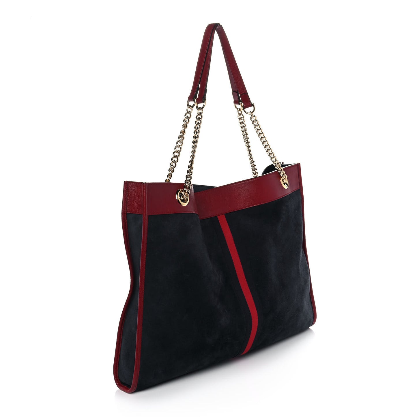 Suede Calfskin Large Rajah Chain Tote New Blue Romantic Cherry