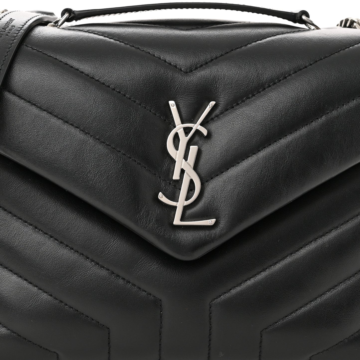 Calfskin Y Quilted Monogram Small Loulou Chain Satchel Black