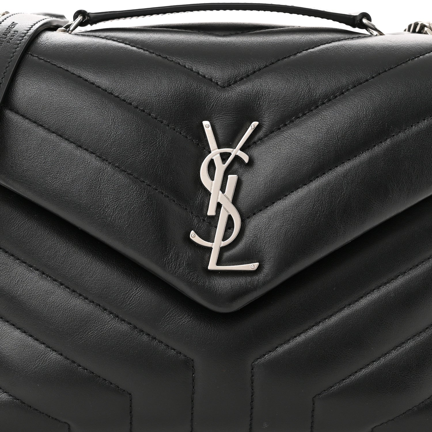 Saint Laurent Calfskin Y Quilted Monogram Small Loulou Chain Satchel Black 9 of 11