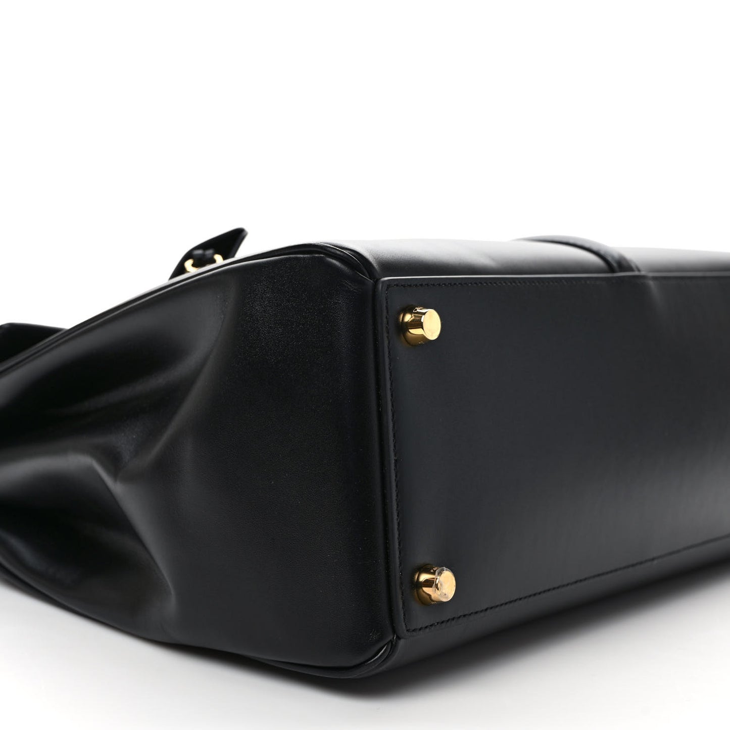 Satinated Calfskin Medium 16 Top Handle Bag Black