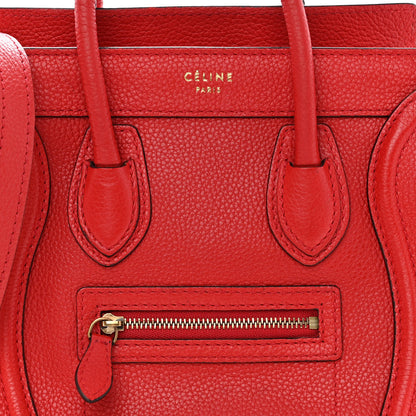 Celine Drummed Calfskin Nano Luggage Red 7 of 10