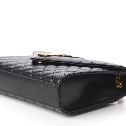Saint Laurent Grain De Poudre Textured Mixed Matelasse Triquilt Medium Monogram Satchel Black 7 of 11