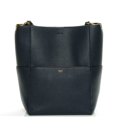 Celine Soft Grained Calfskin Sangle Bucket Bag Navy Blue 1 of 6