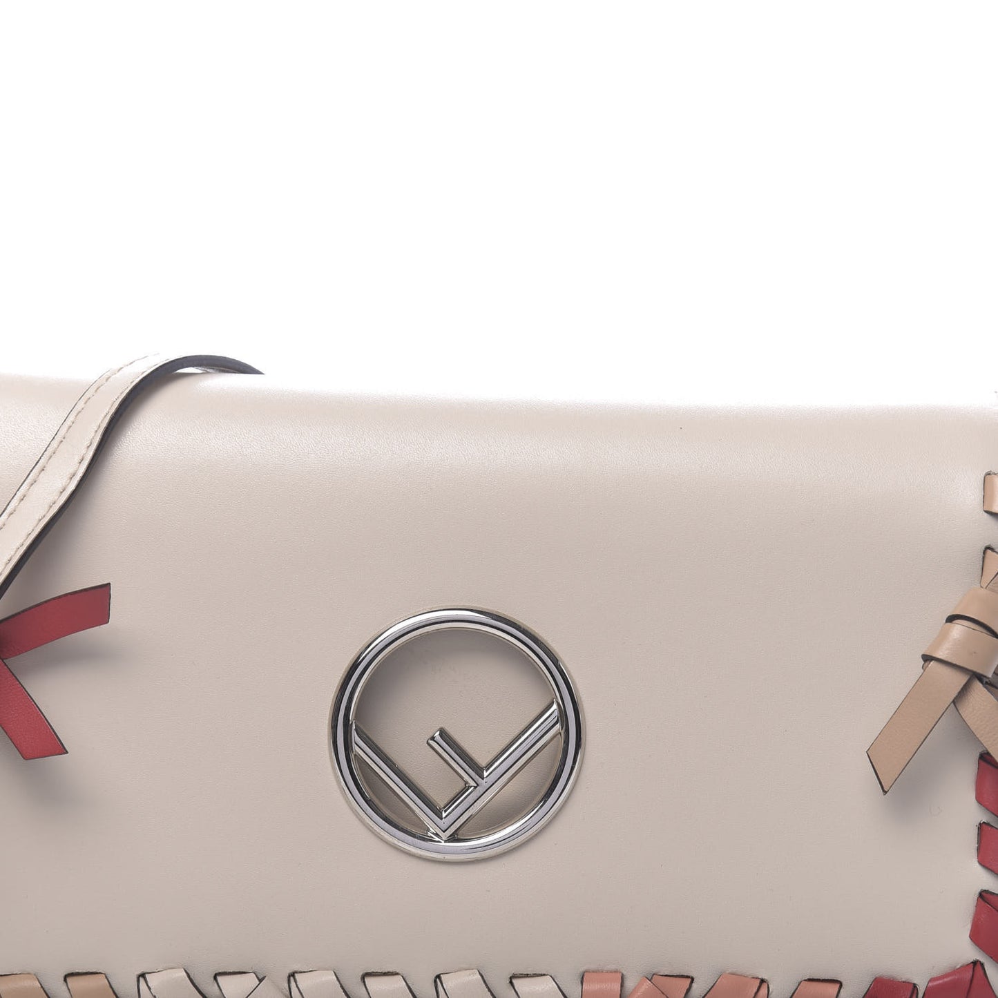 Vitello Liberty F is Fendi Whipstitch Bow Wallet On Chain Camelia Multicolor