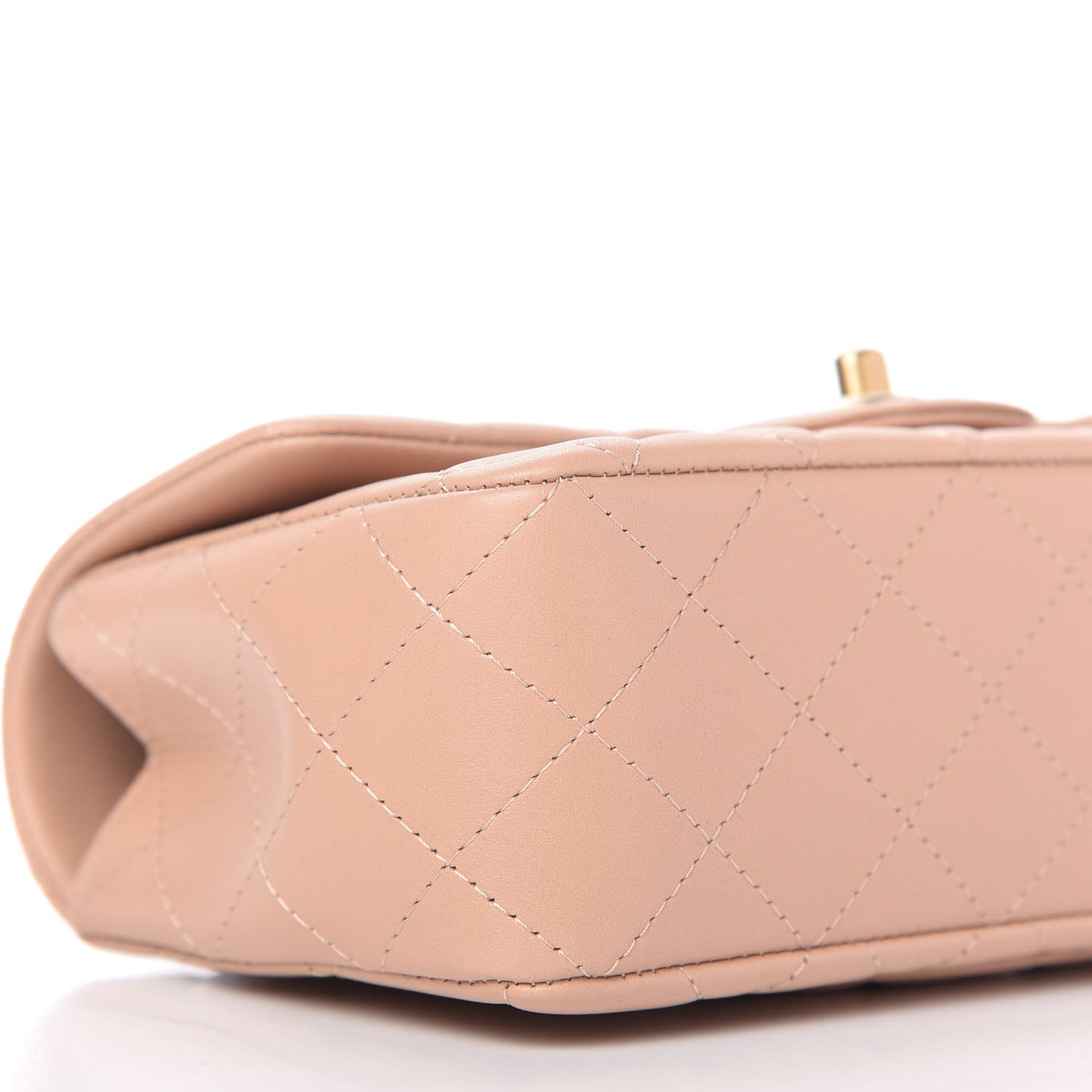 Lambskin Quilted Mini Top Handle Rectangular Flap Beige