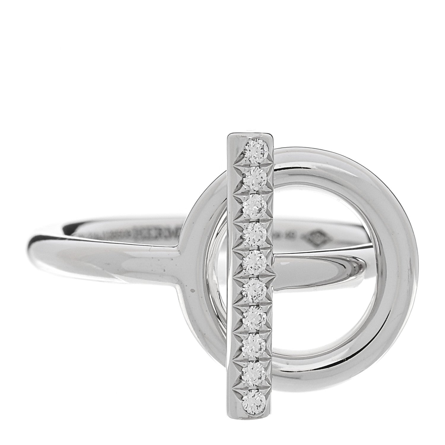 Hermes 18K White Gold Diamond PM Echappee Ring 49 5 1 of 5