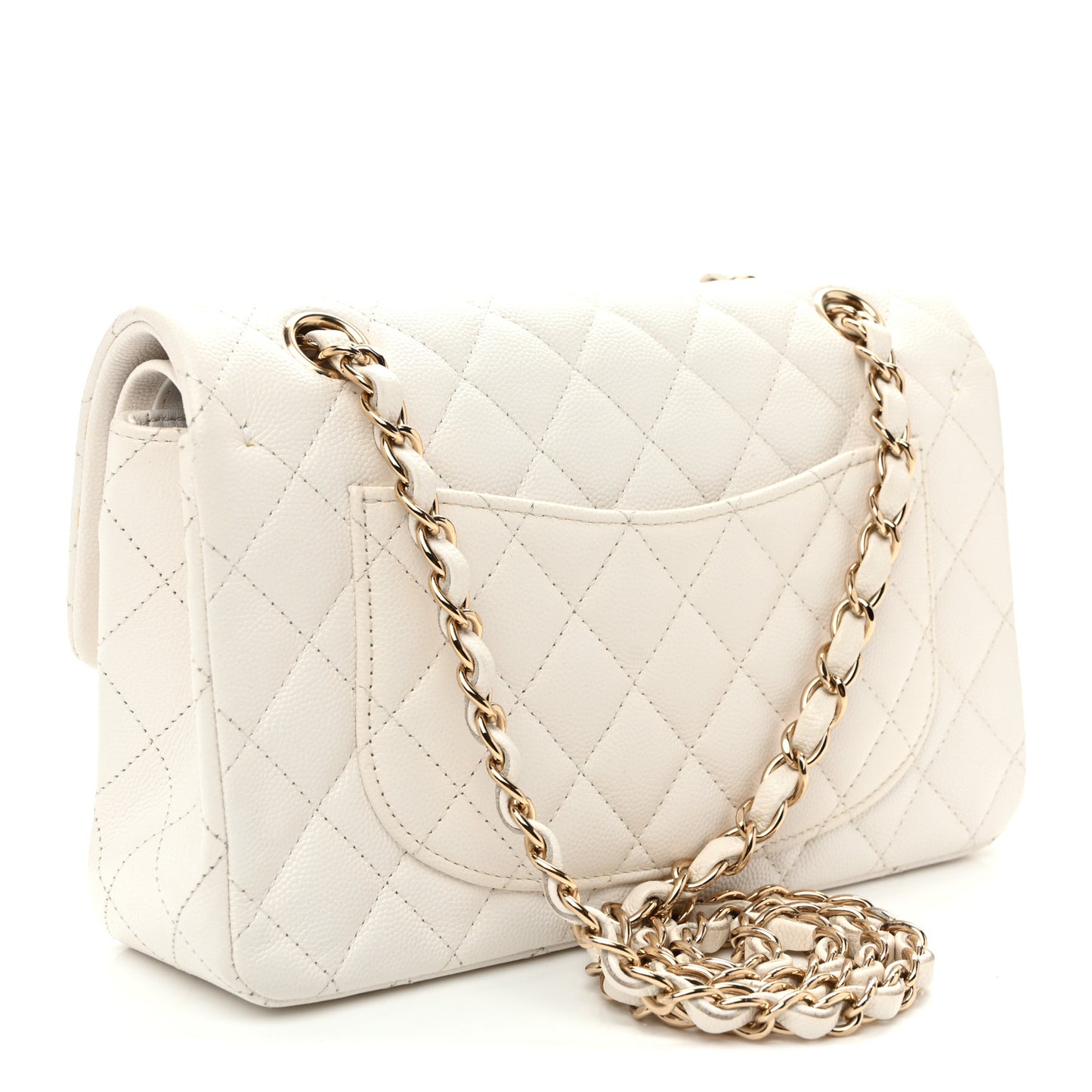 Caviar Quilted Small Double Flap White