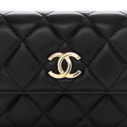 Chanel Shiny Lambskin Ribbon Quilted Flap Belt Bag Black 9 of 12