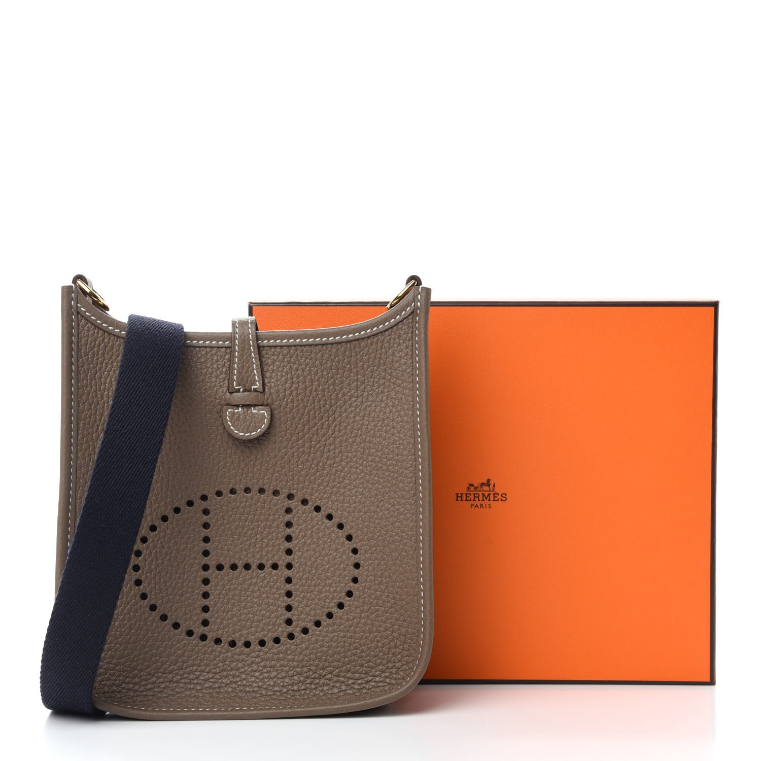 Hermes Taurillon Clemence Amazone Evelyne TPM Etoupe Bleu Indigo 11 of 11