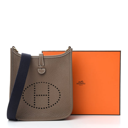 Hermes Taurillon Clemence Amazone Evelyne TPM Etoupe Bleu Indigo 11 of 11