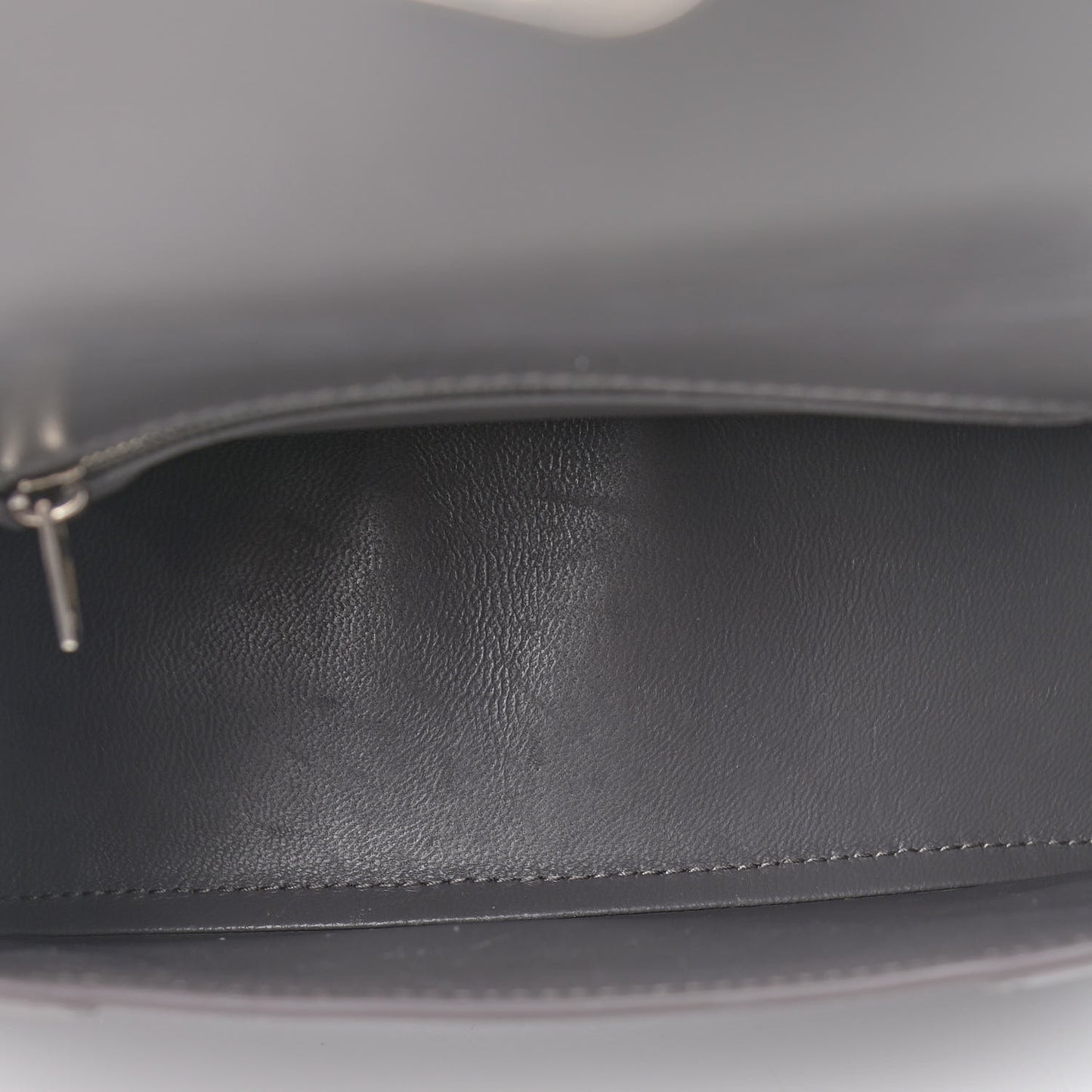 Shiny Box Calfskin Small Hourglass Top Handle Bag Dark Grey