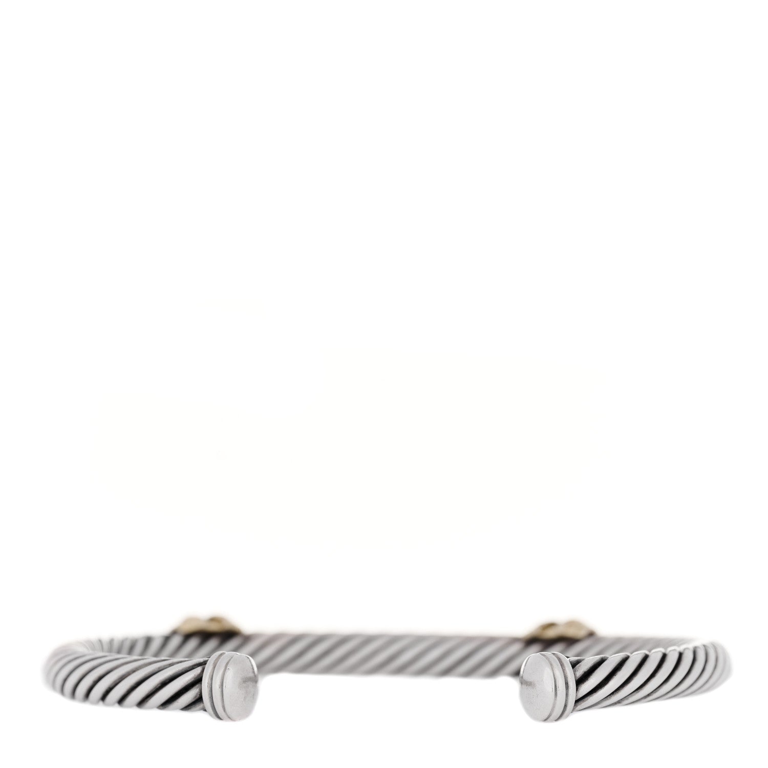 David Yurman Sterling Silver 14K Yellow Gold Blue Sapphire 5mm Cable Classics Two Station Bracelet 3 of 5