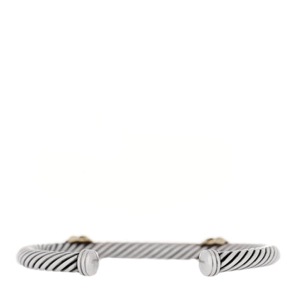 David Yurman Sterling Silver 14K Yellow Gold Blue Sapphire 5mm Cable Classics Two Station Bracelet 3 of 5