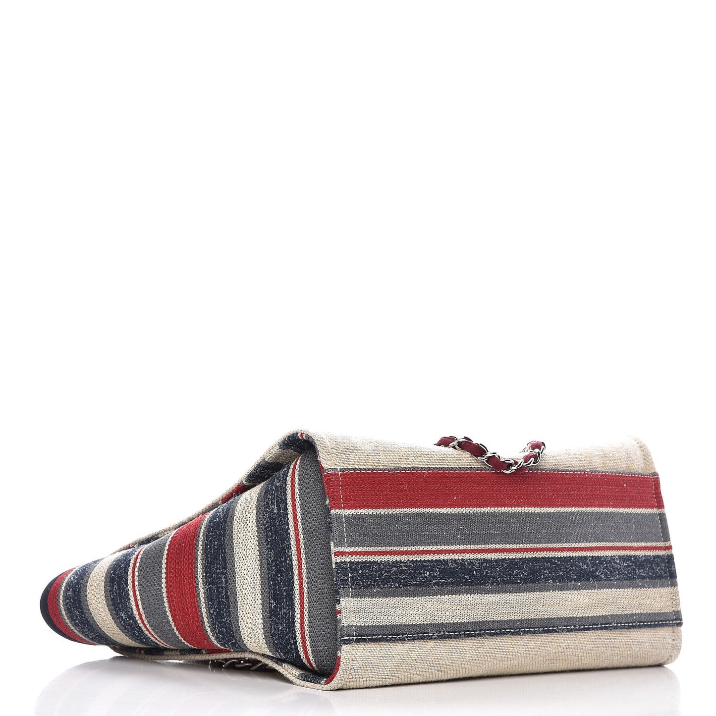 Striped Canvas Large Deauville Tote Beige