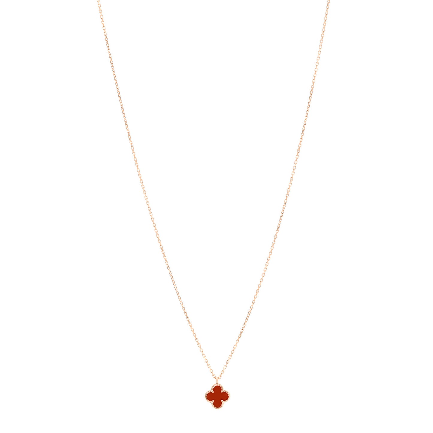 18K Rose Gold Carnelian Sweet Alhambra Pendant Necklace