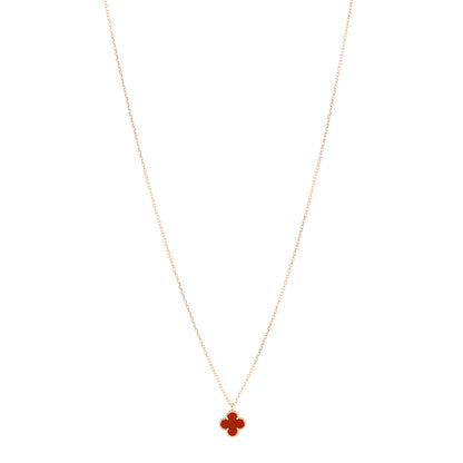 Van Cleef & Arpels 18K Rose Gold Carnelian Sweet Alhambra Pendant Necklace 1 of 6