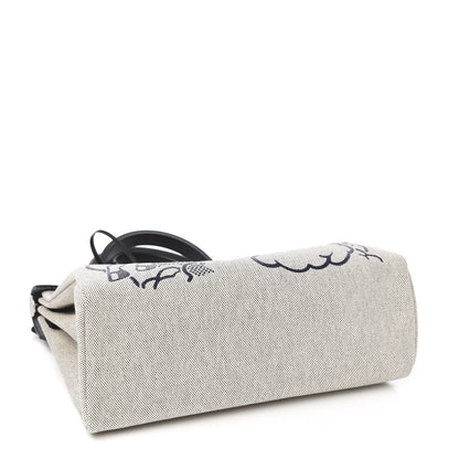 Hermes Vache Hunter Toile H Pegase Pop Herbag Zip Retourne 31 PM Bleu Indigo Ecru Black 5 of 10