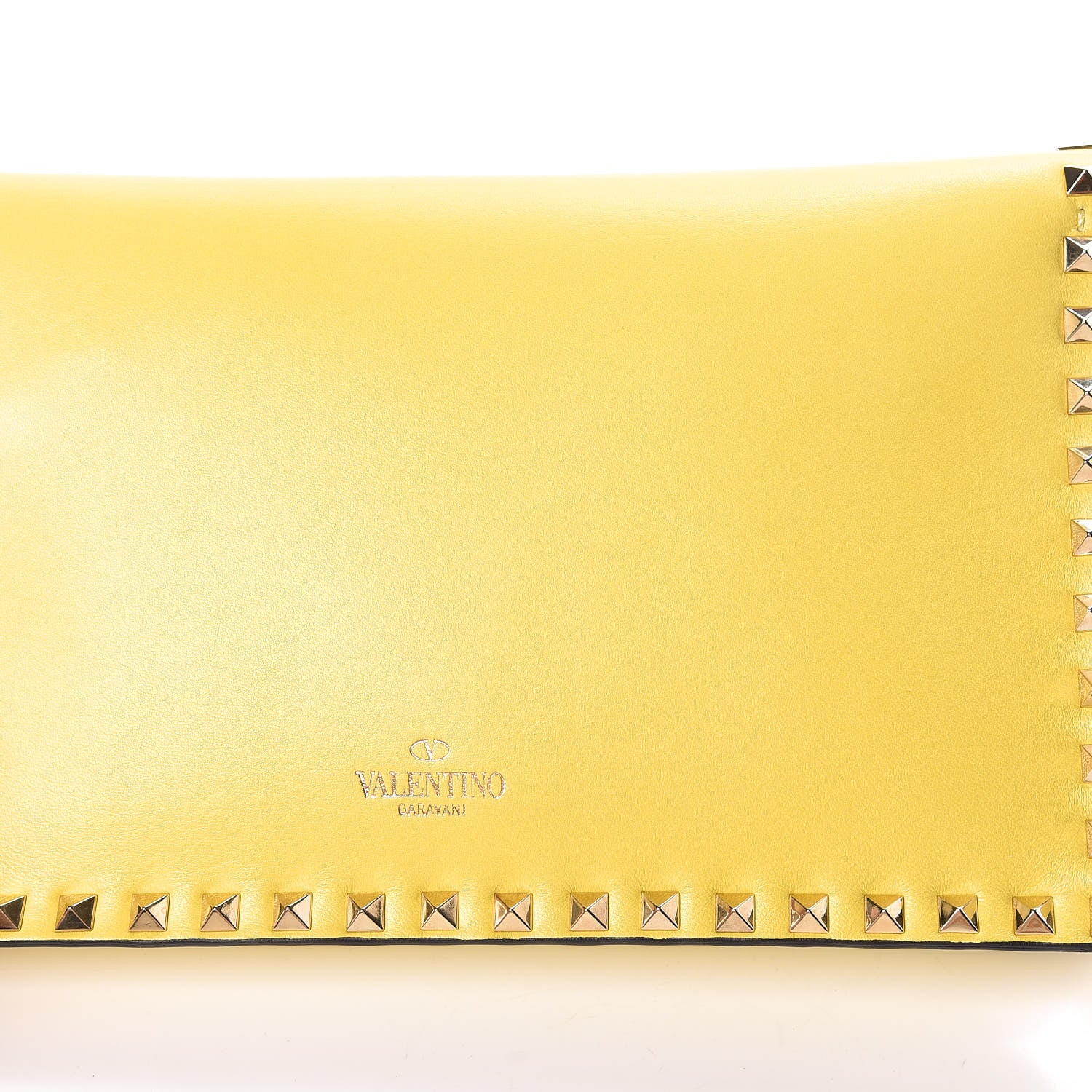 Valentino Garavani Nappa Rockstud Wristlet Clutch Naples Yellow 10 of 10