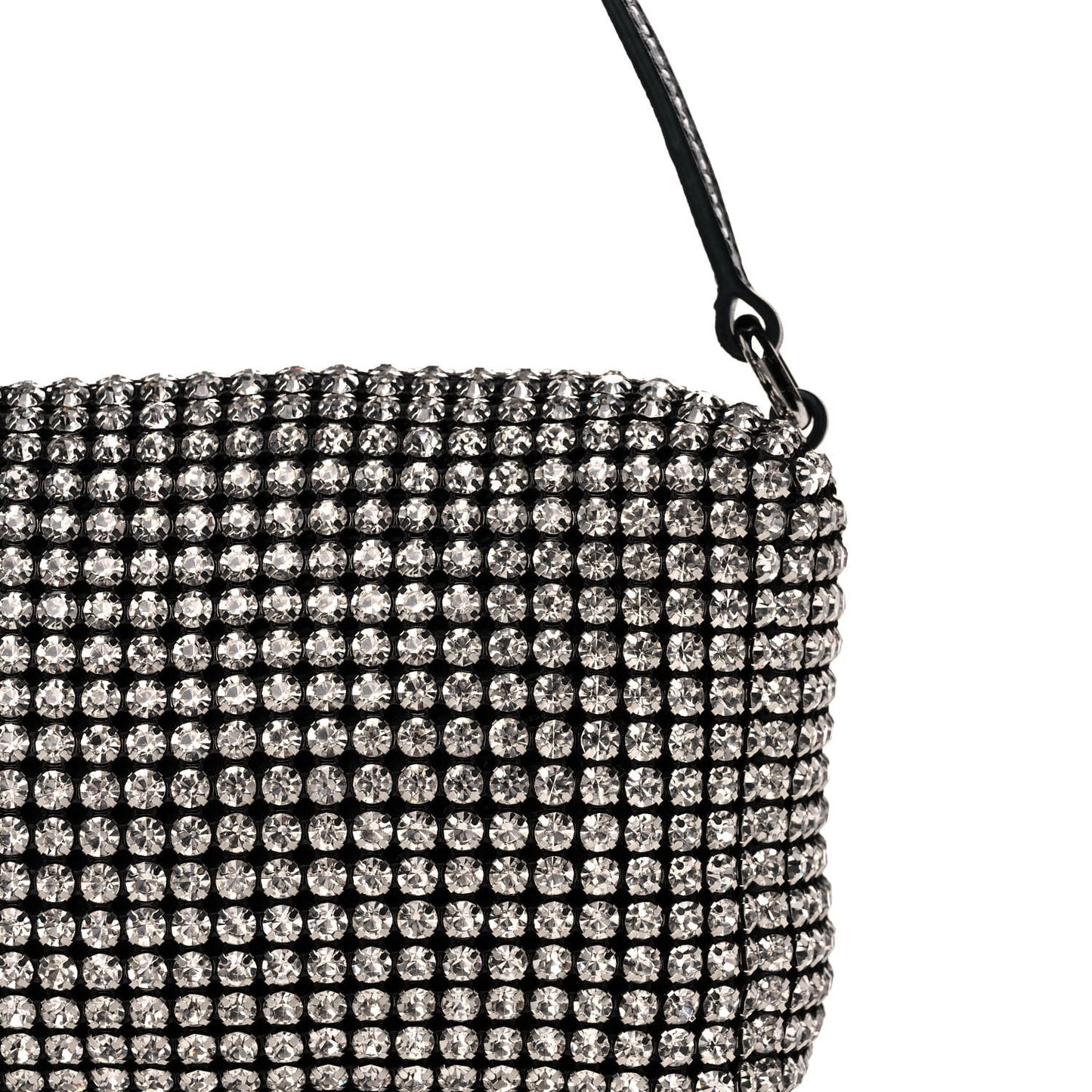 Mesh Crystal Rhinestone Mini Heiress Pouch Black Silver