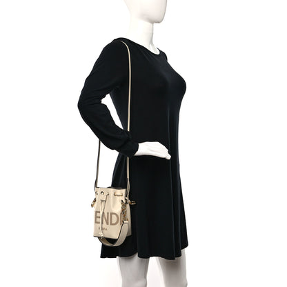 Fendi Vitello King F is Fendi Logo Embossed Mini Mon Tresor Bucket Bag White 2 of 9