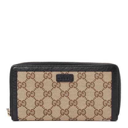 Gucci Monogram Zip Around Wallet Beige Ebony Cocoa 1 of 7