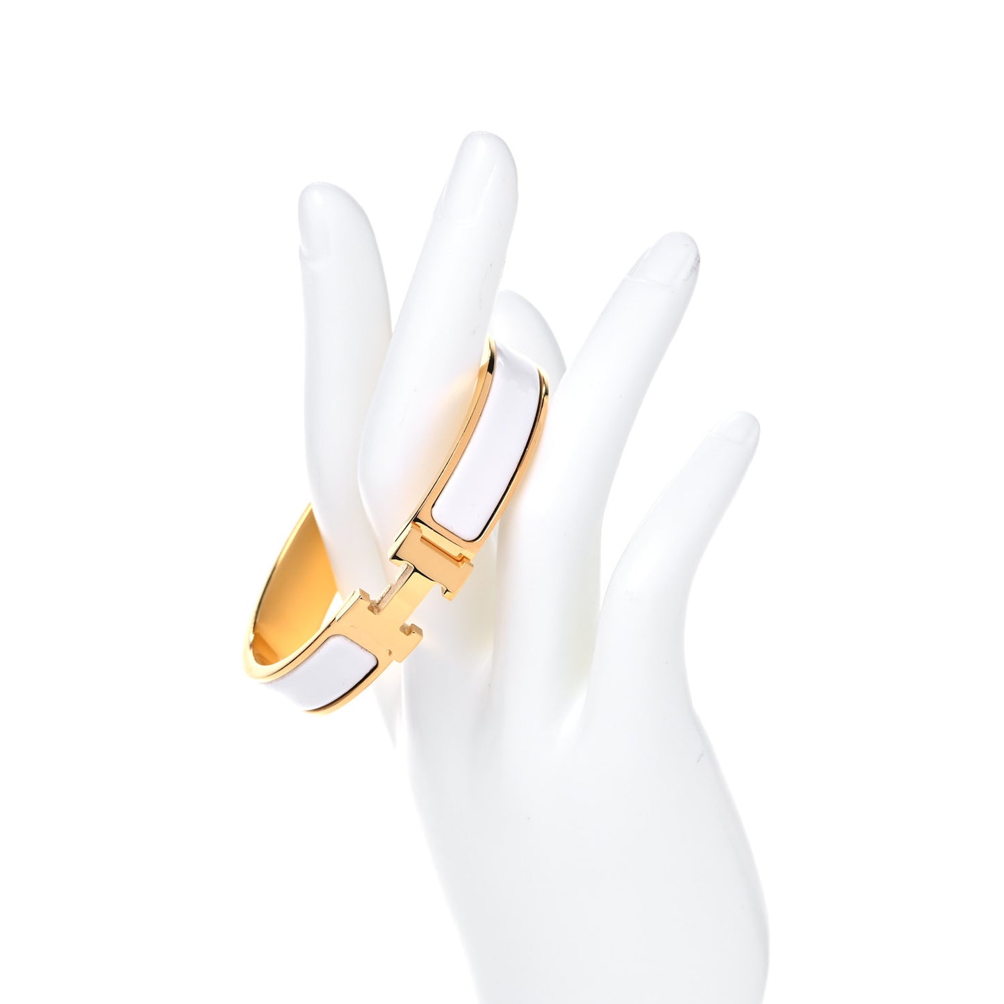 Enamel Narrow Clic Clac H Bracelet GM White