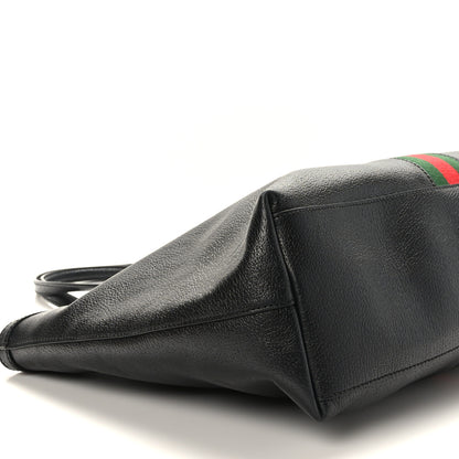 Gucci Textured Calfskin Web Medium Ophidia Shopping Tote Black 4 of 9