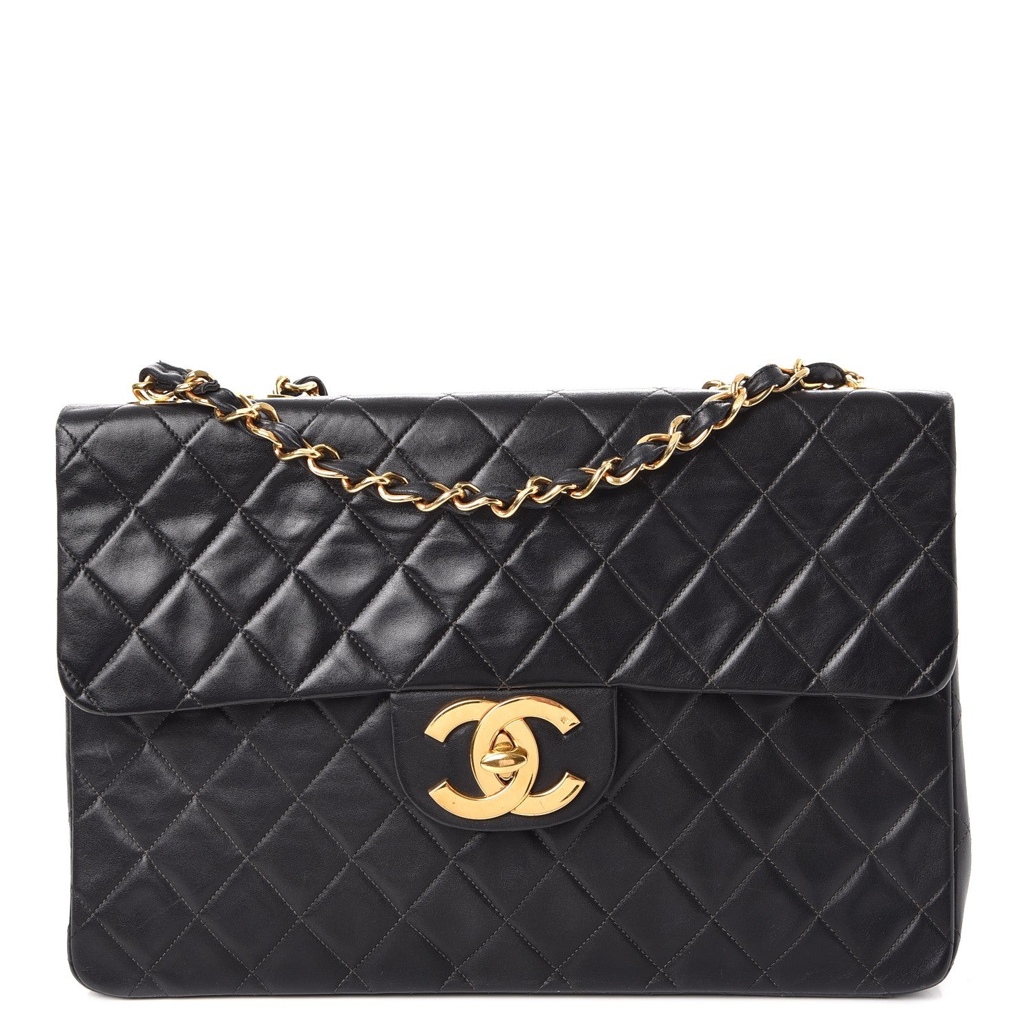 Chanel Lambskin Quilted XL Jumbo Single Flap Black 1 of 15