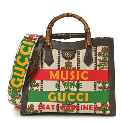 Gucci Canvas Calfskin Medium Gucci 100 Music Is Mine Diana Tote Bag New Acero 1 of 10