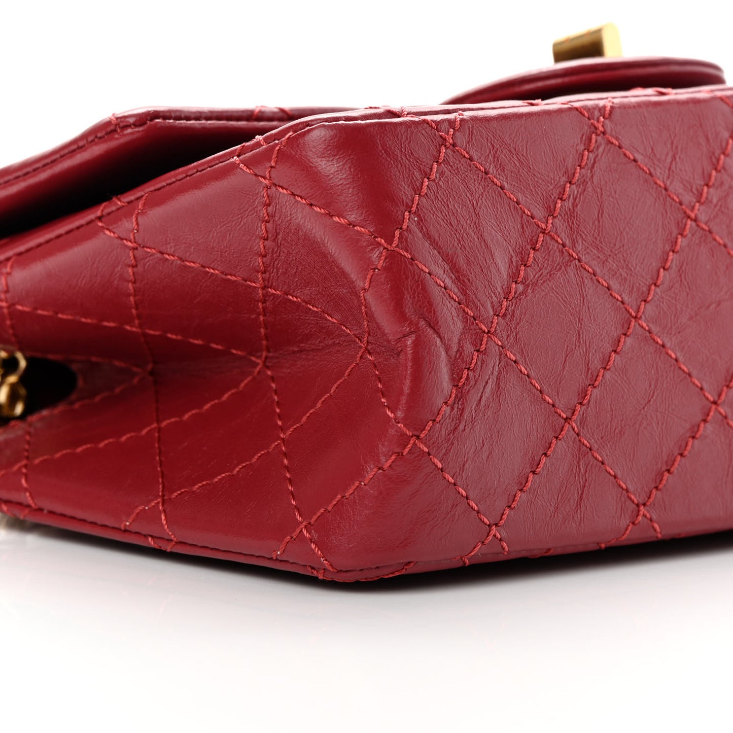 Aged Calfskin Quilted 2.55 Reissue Mini Flap Red