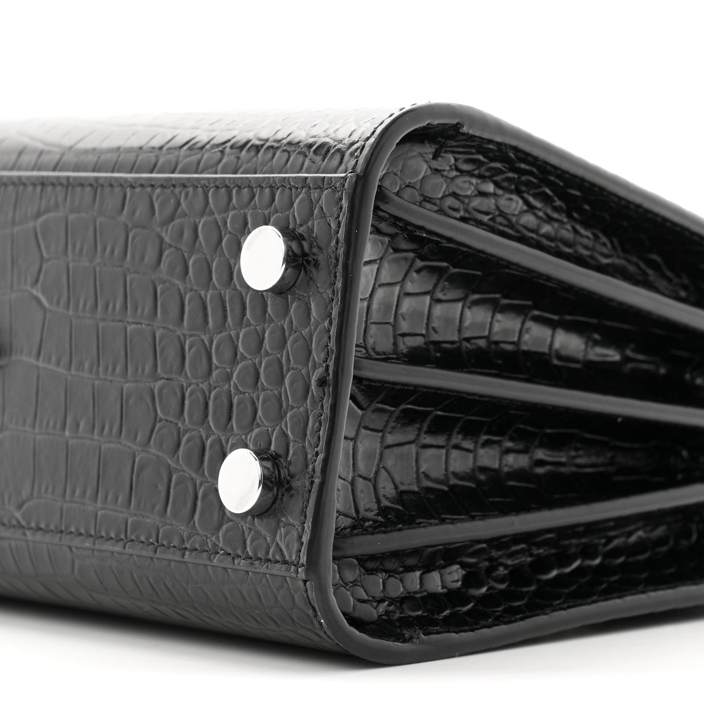 Calfskin Crocodile Embossed Nano Sac De Jour Black
