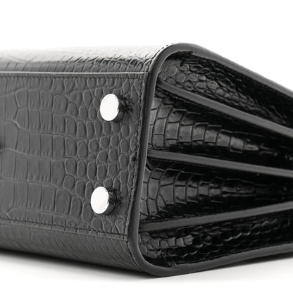 Saint Laurent Calfskin Crocodile Embossed Nano Sac De Jour Black 10 of 10
