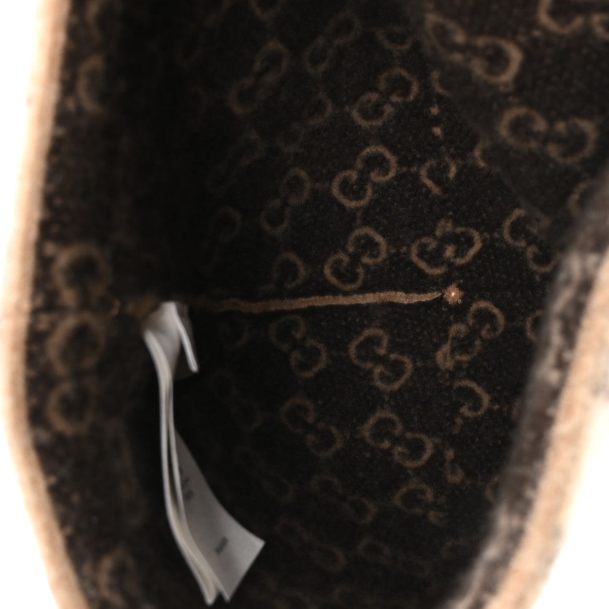 Gucci Wool GG Monogram Fog Tricot Beanie Hat M Beige Dark Brown 4 of 5
