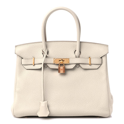 Hermes Taurillon Clemence Birkin 30 Craie 1 of 12
