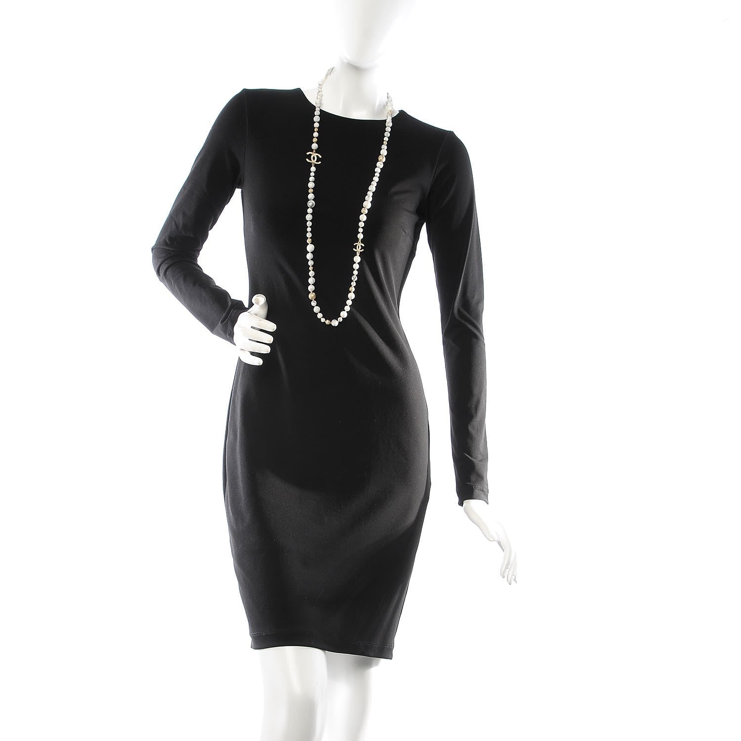 Chanel Marble Beaded CC Long Necklace Gold White 2 of 5