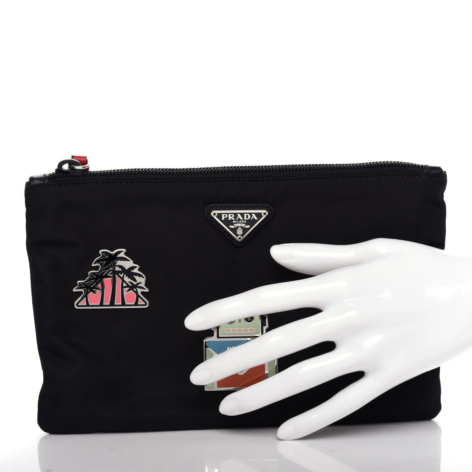 Prada Tessuto Nylon Smalto Pouch Black 2 of 7