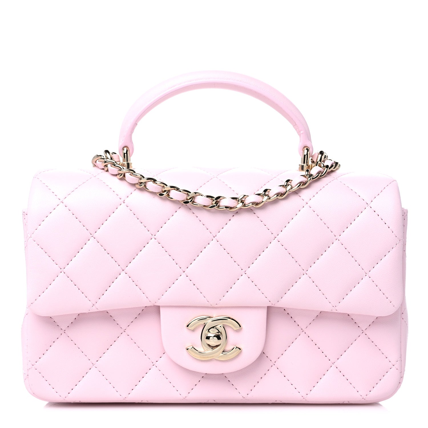 Chanel Lambskin Quilted Mini Top Handle Rectangular Flap Light Pink 1 of 10