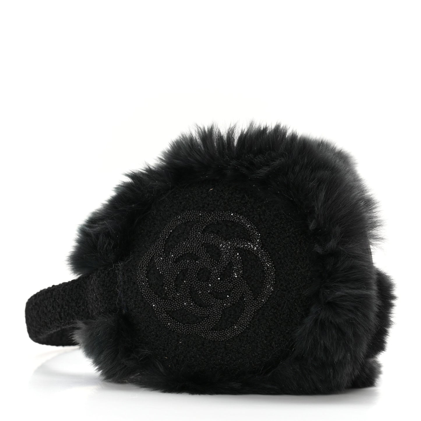 Rabbit Fur Tweed Cameilla Ear Muffs Black Grey