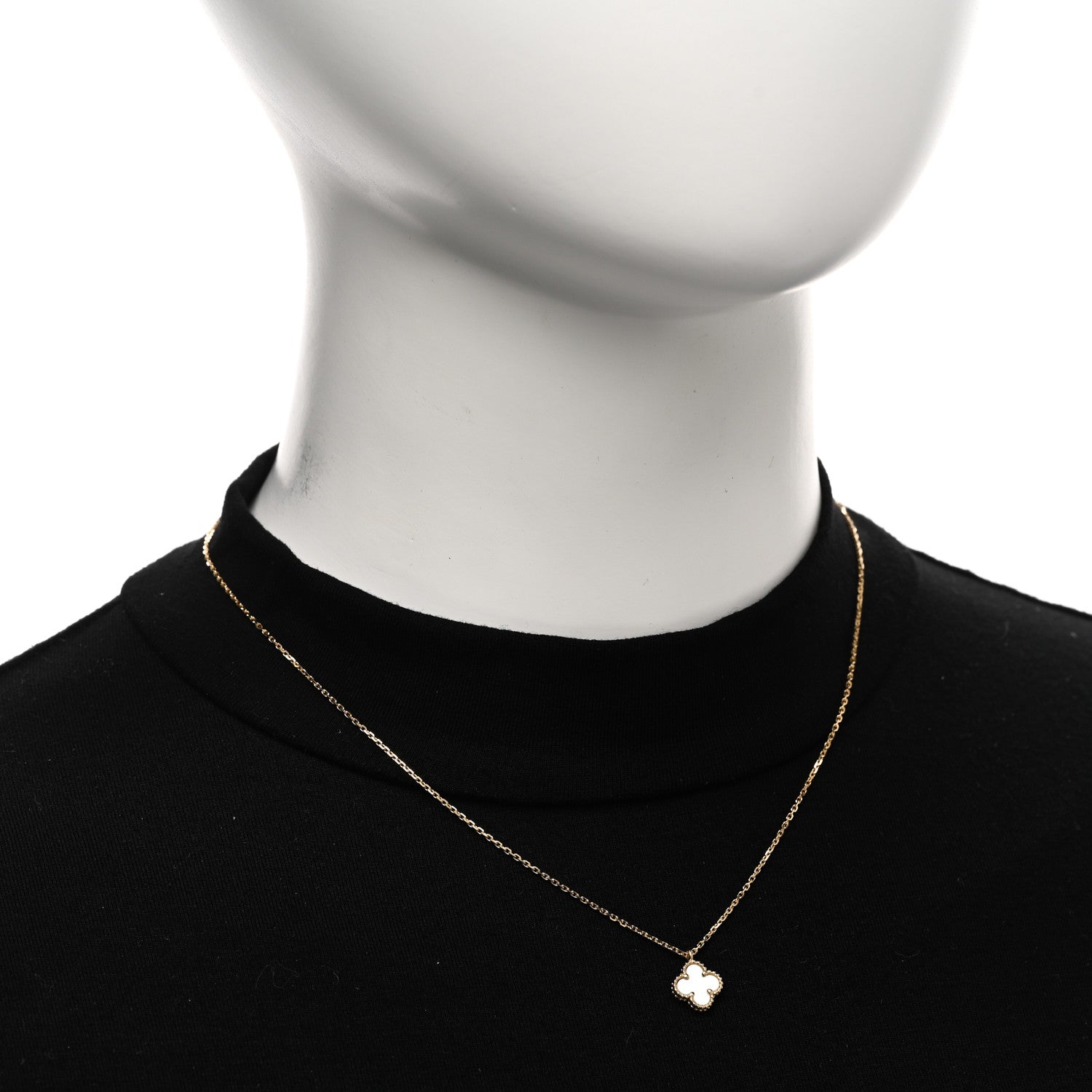 Van Cleef & Arpels 18K Yellow Gold Mother of Pearl Sweet Alhambra Pendant Necklace 2 of 4