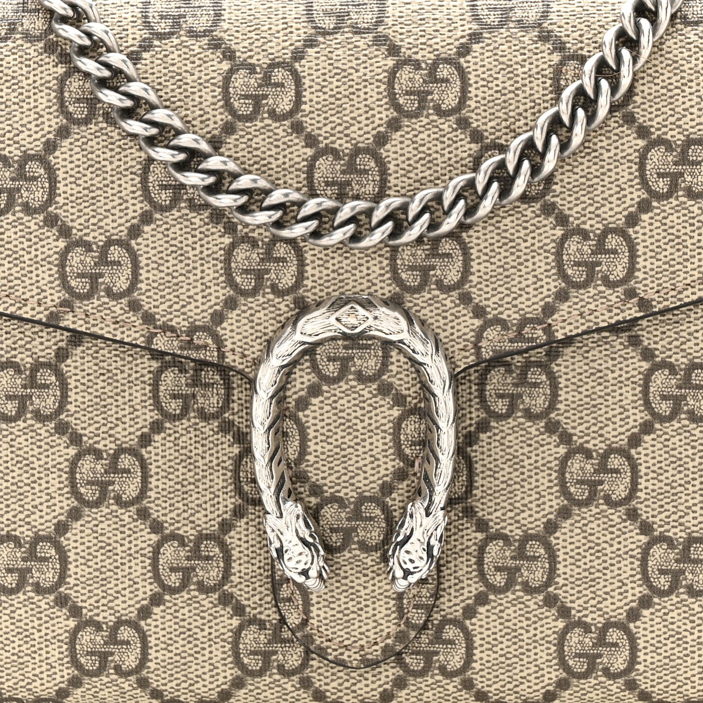 GG Supreme Monogram Mini Dionysus Chain Wallet Beige Taupe