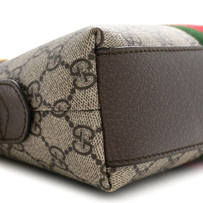 Gucci GG Supreme Monogram Textured Dollar Calfskin Web Small Ophidia Dome Shoulder Bag Beige Ebony New Acero 9 of 11